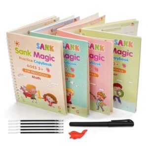 SANK Montessori Reusable Magic Book 4Magic Books + 1Magic Pen + 10Refills + 1Grip Children's...