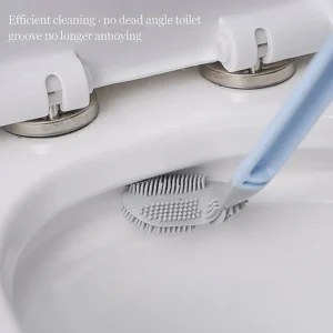 Golf Silicone Toilet Brushes With Holder Set Long Handled Toilet Cleaning Brush