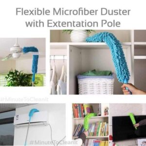 Flexible Microfiber Fan Duster With Long Rod Handle