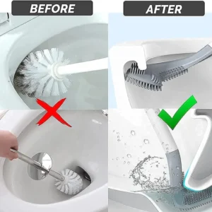 Golf Silicone Toilet Brushes With Holder Set Long Handled Toilet Cleaning Brush