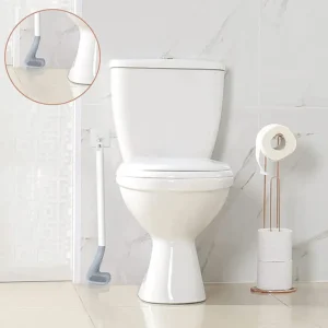 Golf Silicone Toilet Brushes With Holder Set Long Handled Toilet Cleaning Brush
