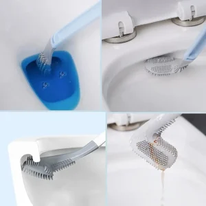 Golf Silicone Toilet Brushes With Holder Set Long Handled Toilet Cleaning Brush