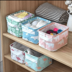 Mini Storage Baskets - Foldable Storage Bin with Handles, Canvas Blend Storage Bin