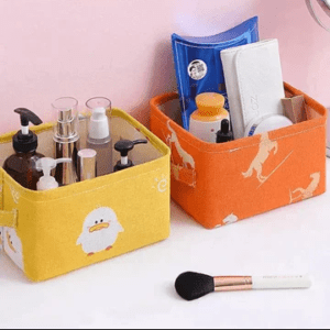 Mini Storage Baskets - Foldable Storage Bin with Handles, Canvas Blend Storage Bin