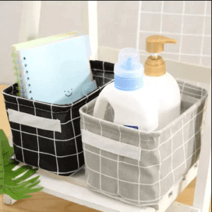 Mini Storage Baskets - Foldable Storage Bin with Handles, Canvas Blend Storage Bin