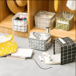 Mini Storage Baskets - Foldable Storage Bin with Handles, Canvas Blend Storage Bin