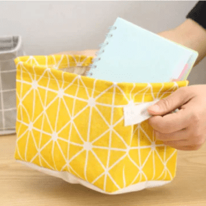 Mini Storage Baskets - Foldable Storage Bin with Handles, Canvas Blend Storage Bin